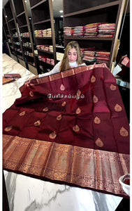 Red Dates New Design Soft Banarasi Silk Saree with Golden Zari Work