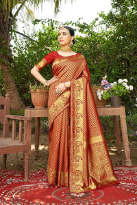 Handwoven Pure Mercerized Silk Saree With Manipuri Pattern Threadwork