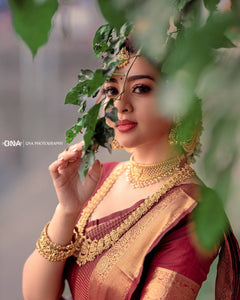 Red Color Checks Design Kanchipuram Saree With Unstitched Running Blouse