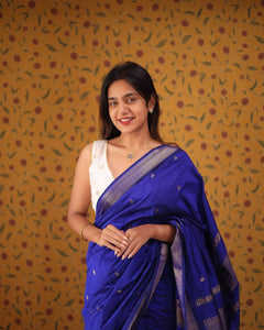 Awesome Soft Silk Jacquard Border Saree With Unstitched Running Blouse