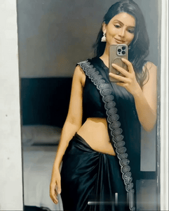 Elegant Black Saree with Intricate Border | Perfect for Traditional & Festive Occasions